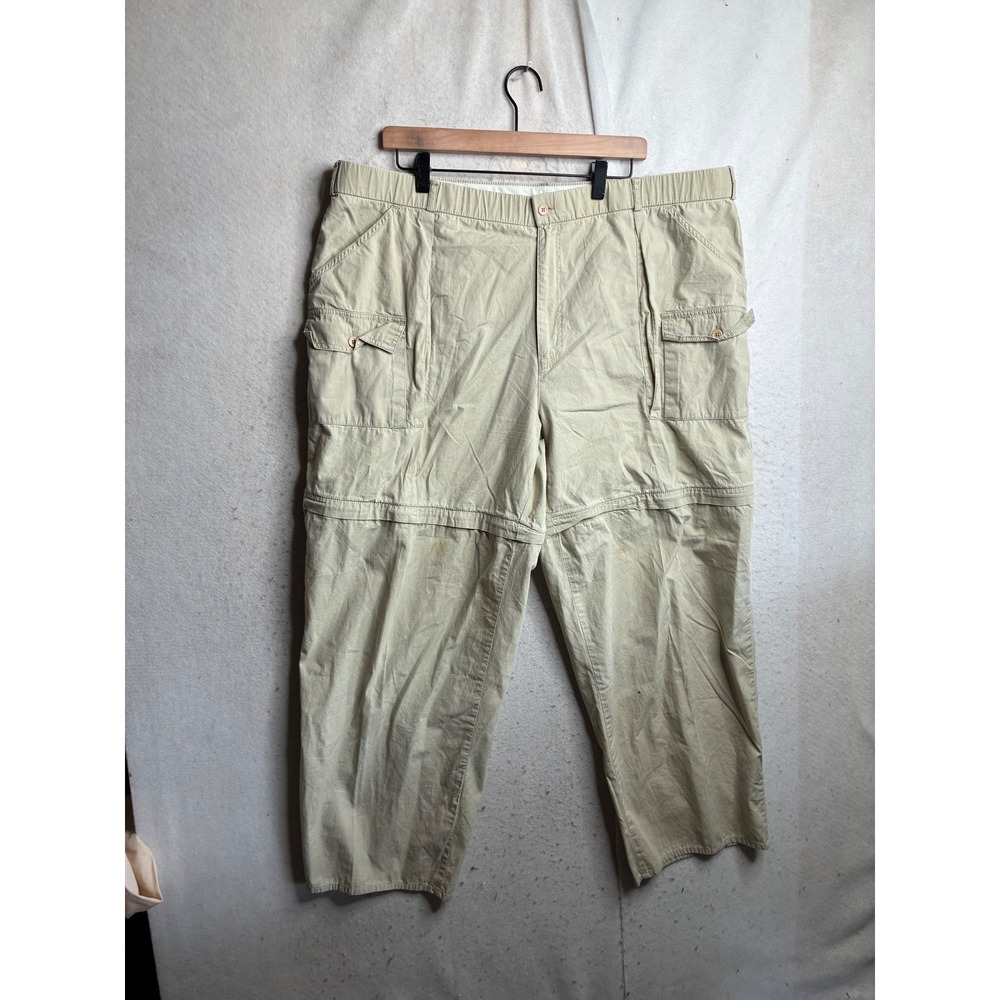 Orvis Mens 44 Khaki Tan Convertible Zip Off Cargo Pants Hiking Fishing Cotton